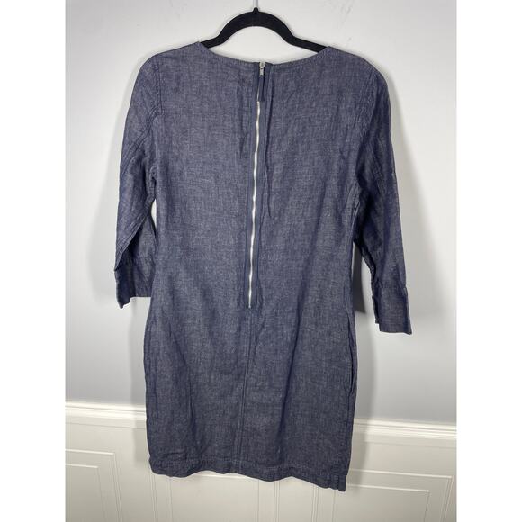 Gap, Size 4 Tall, Indigo Chambray Denim Shift Dress, Midi, Lightweight, preppy - Picture 7 of 8